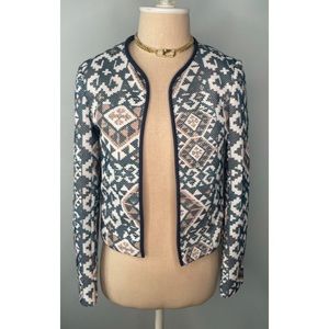 H&M Cropped Aztec Print Blazer. Size 2